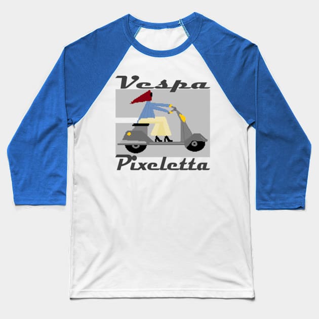 Vespa Pixeletta Baseball T-Shirt by TenomonMalke